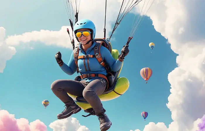 Man Parachuting Isolated 3D Art Character Illustration image